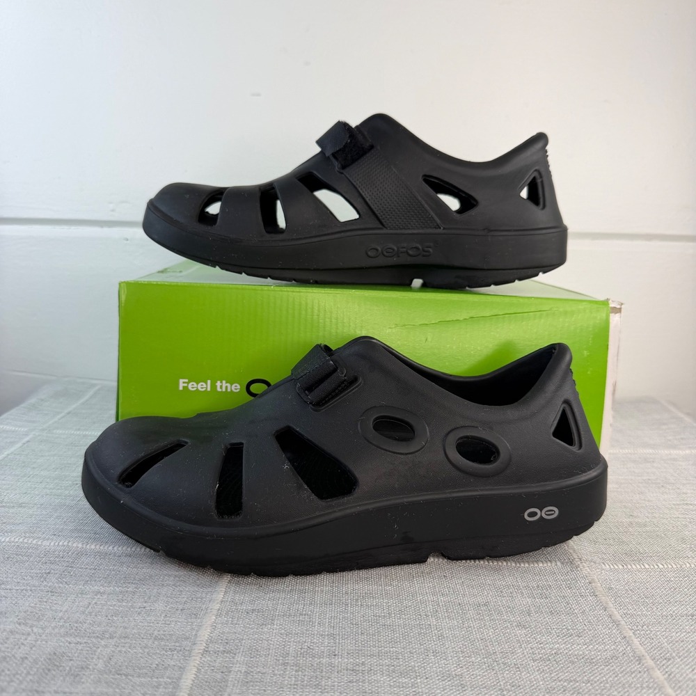 Oofos Oocandoo Unisex Mens 8 Womens 10 Black Slip On Recovery Shoes